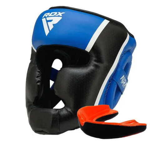 Шолом боксерський з капою RDX AURA PLUS T-17 розмір S, чорно-синій