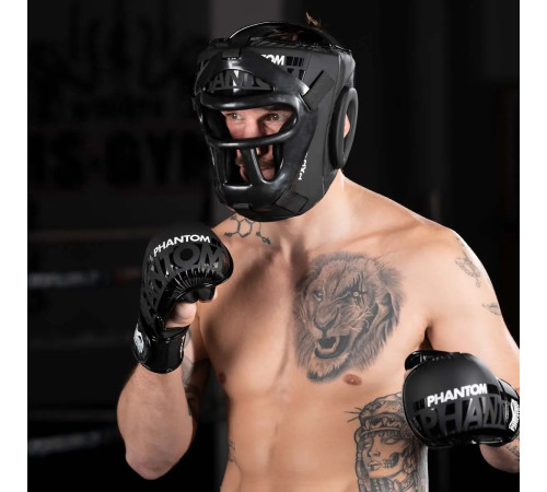 Шолом боксерський з капою Phantom APEX Cage Black