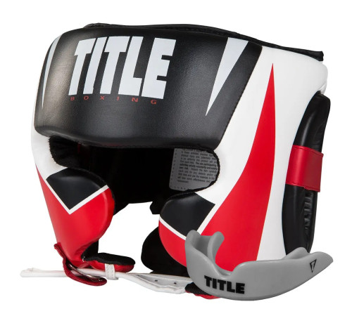 Шолом боксерський з капою TITLE MMA Command розмір M, біло-червоний