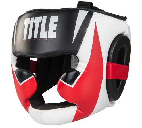 Шолом боксерський закритий з капоюTITLE MMA Command розмір L, біло-червоний