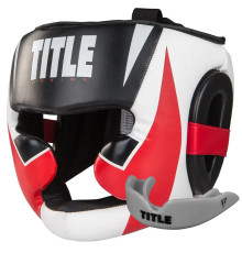 Шолом боксерський закритий з капою TITLE MMA Command розмір M, біло-червоний