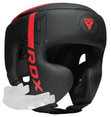 Шолом боксерський з капою RDX F6 KARA Matte розмір L, чорно-червоний
