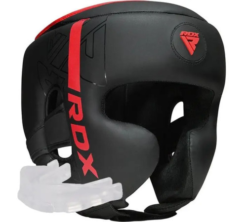Шолом боксерський з капою RDX F6 KARA Matte розмір L, чорно-червоний