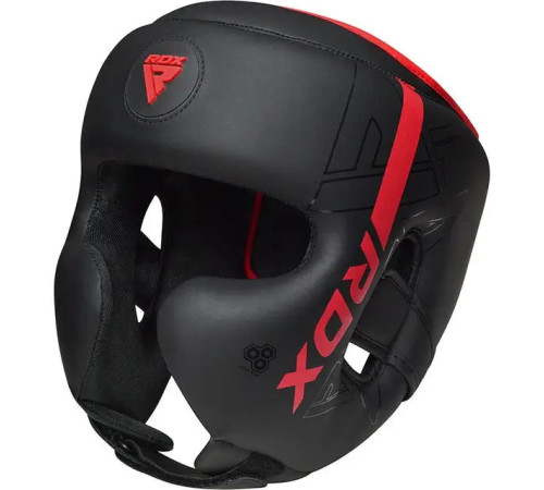 Шолом боксерський з капою RDX F6 KARA Matte розмір L, чорно-червоний
