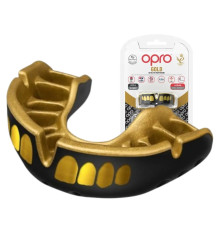 Капа боксерська доросла OPRO Gold Grillz від 11 років чорно-золотиста