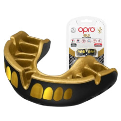 Капа боксерська доросла OPRO Gold Grillz від 11 років чорно-золотиста