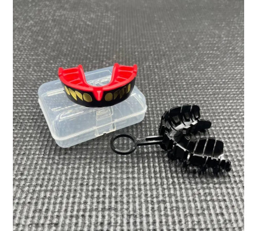 Капа боксерська доросла OPRO Gold JAWS від 11 років чорно-червона