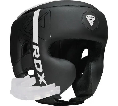 Шолом боксерський з капою RDX F6 KARA Matte розмір XL, чорно-білий
