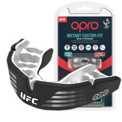 Капа боксерська доросла OPRO Instant Custom-Fit UFC від 11 років чорно-срібляста