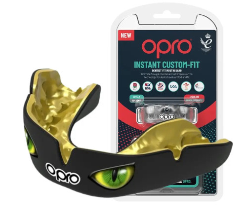 Капа боксерська доросла OPRO Instant Eyes від 11 років чорно-зелена