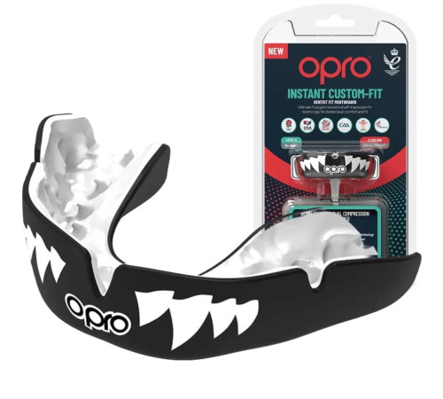 Капа боксерська доросла OPRO Instant JAWS від 11 років чорна