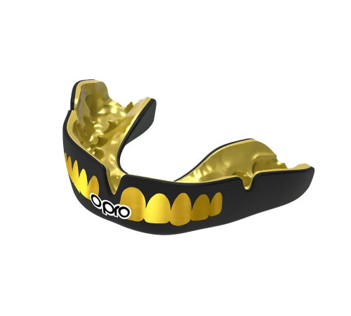 Капа боксерська доросла OPRO Instant TEETH від 11 років чорно-золотиста