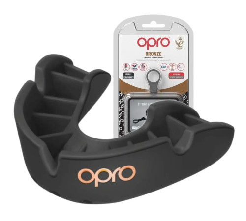 Капа боксерська доросла OPRO Bronze від 10 років чорна