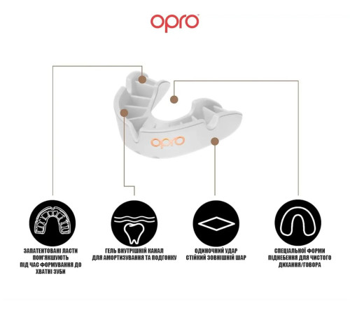 Капа боксерська доросла OPRO Bronze від 10 років біла