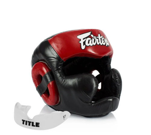 Шолом боксерський закритий Fairtex HG13 розмір XL, чорно-червоний