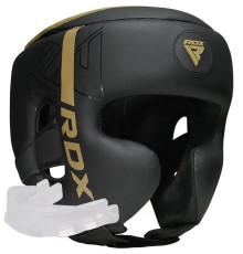 Шолом боксерський з капою RDX F6 KARA Matte розмір M, чорно-золотий
