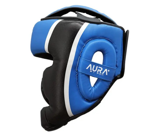 Шолом боксерський з капою RDX AURA PLUS T-17 розмір M, чорно-синій