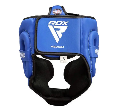 Шолом боксерський з капою RDX AURA PLUS T-17 розмір M, чорно-синій