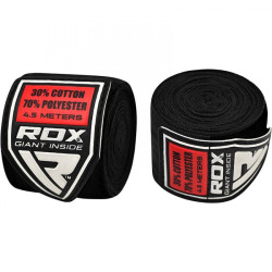 Бинти для боксу RDX 10401 Fibra 4.5 м, чорні