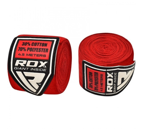Бинти для боксу RDX Fibra 4.5 м, червоні