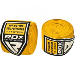 Бинти для боксу RDX 10406 Fibra 4.5 м, жовті