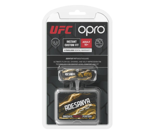 Капа боксерська доросла OPRO UFC Collection Israel Adesanya від 11 років, чорна