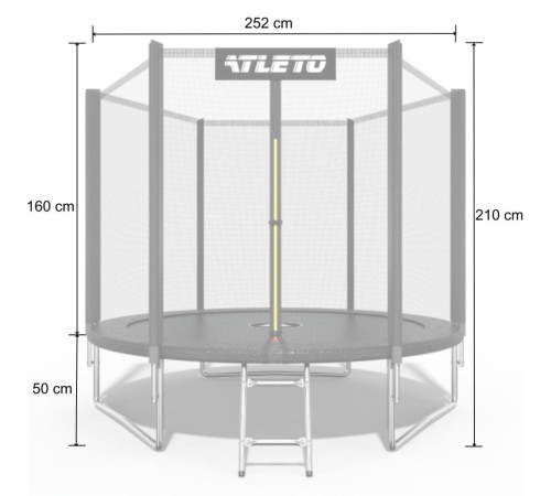 Батут Atleto 42400443 з зовнішньою сіткою 252 см чорний Батут Atleto 42400443 з зовнішньою сіткою 252 см чорний