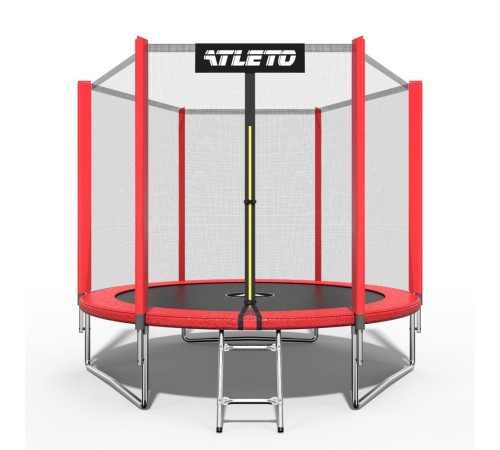 Батут Atleto 42400445 з зовнішньою сіткою 252 см червоний Батут Atleto 42400445 з зовнішньою сіткою 252 см червоний