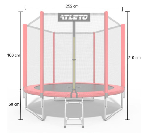 Батут Atleto 42400445 з зовнішньою сіткою 252 см червоний Батут Atleto 42400445 з зовнішньою сіткою 252 см червоний