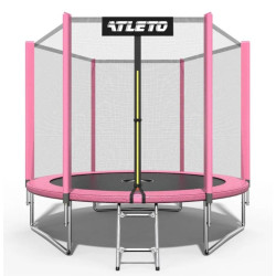 Батут Atleto 42400498 із зовнішньою сіткою 183 см рожевий