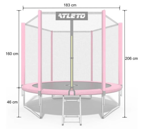 Батут Atleto 42400498 із зовнішньою сіткою 183 см рожевий Батут Atleto 42400498 із зовнішньою сіткою 183 см рожевий