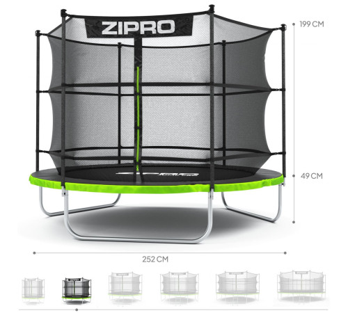 Батут Zipro Jump Pro з внутрішньою сіткою 8 футів 252 см чорно-зелений