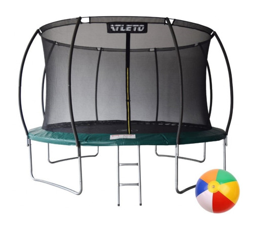 Батут Atleto 21000703 з внутрішньою сіткою 374 см чорно-зелений