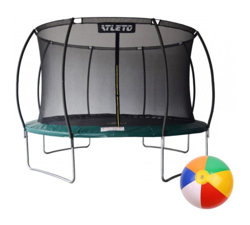 Батут Atleto 21000703 з внутрішньою сіткою 374 см чорно-зелений