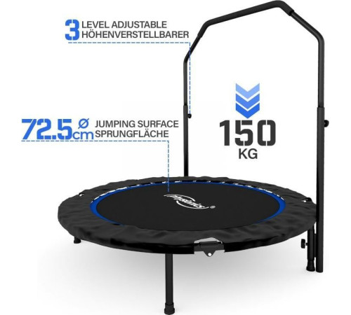 Батут для фітнесу Physionics JG86914 з поручнем 3,5 футів 101 см чорно-синій