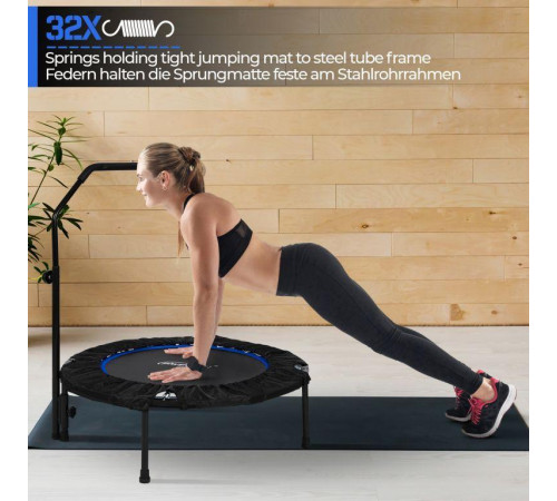 Батут для фітнесу Physionics JG86914 з поручнем 3,5 футів 101 см чорно-синій
