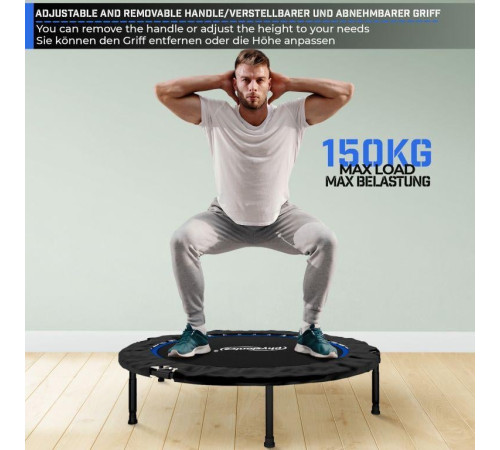 Батут для фітнесу Physionics JG86914 з поручнем 3,5 футів 101 см чорно-синій