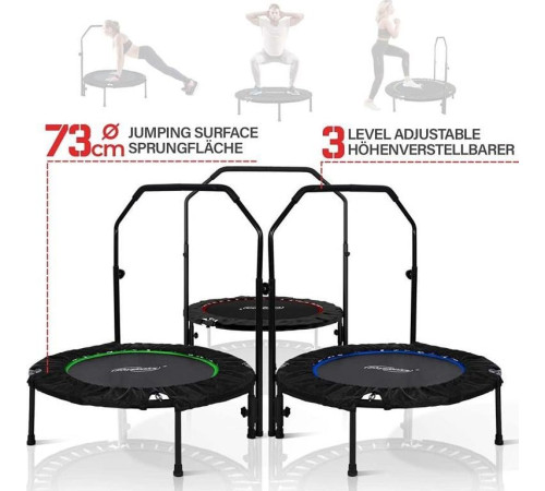 Батут для фітнесу Physionics JG86914 з поручнем 3,5 футів 101 см чорно-синій