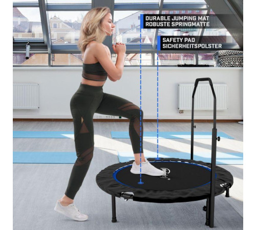 Батут для фітнесу Physionics JG86914 з поручнем 3,5 футів 101 см чорно-синій