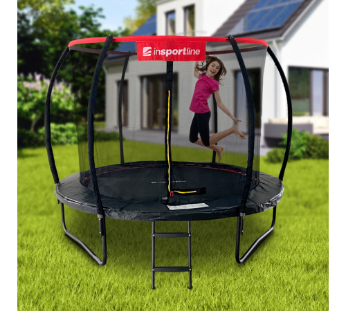 Батут inSPORTline Flea PRO з внутрішньою сіткою 244 см чорний