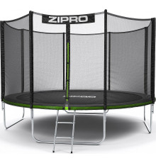 Батут Zipro Jump Pro з зовнішньою сіткою 12 футів 374 см чорно-зелений