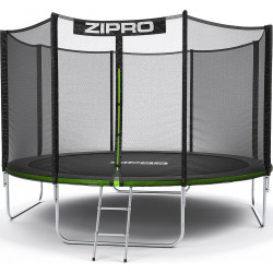 Батут Zipro Jump Pro з зовнішньою сіткою 12 футів 374 см чорно-зелений