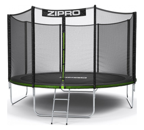 Батут Zipro Jump Pro з зовнішньою сіткою 12 футів 374 см чорно-зелений Батут Zipro Jump Pro з зовнішньою сіткою 12 футів 374 см чорно-зелений
