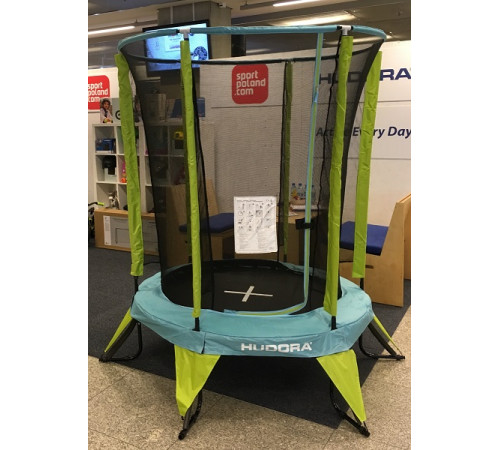 Батут Hudora Safety з внутрішньою сіткою 4.5 футів 140 см блакитно-зелений Батут Hudora Safety з внутрішньою сіткою 4.5 футів 140 см блакитно-зелений