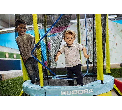 Батут Hudora Safety з внутрішньою сіткою 4.5 футів 140 см блакитно-зелений Батут Hudora Safety з внутрішньою сіткою 4.5 футів 140 см блакитно-зелений