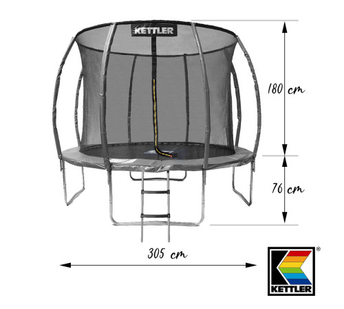 Батут Kettler JUMP 5624 з внутрішньою сіткою 305 см чорний
