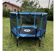 Батут Atleto KRB03 з зовнішньою сіткою 160 см синій