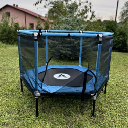 Батут Atleto KRB03 з зовнішньою сіткою 160 см синій