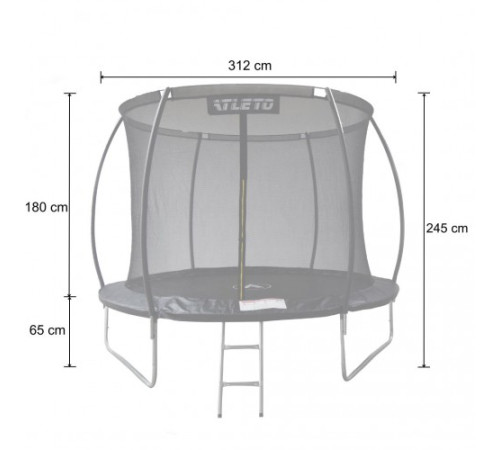 Батут Atleto 42400470 з внутрішньою сіткою 312 см чорний
