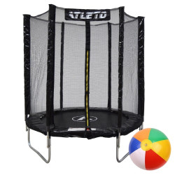 Батут Atleto 42400450 з зовнішньою сіткою 183 см чорний
